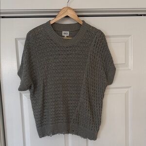 BKE Sage Open-Weave Short Sleeve Sweater Top